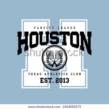 Vintage varsity college typography tennis emblem. Vector illustration design for slogan tee, t shirt, fashion graphic, print, poster, sweatshirt.