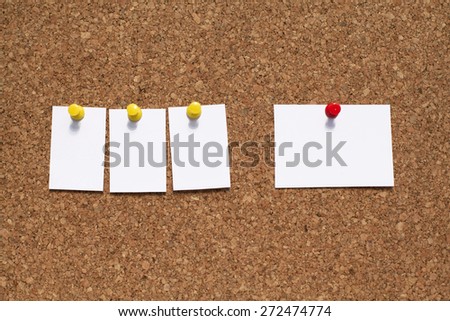 Empty White Note Papers Pinned On Cork Bulletin Board