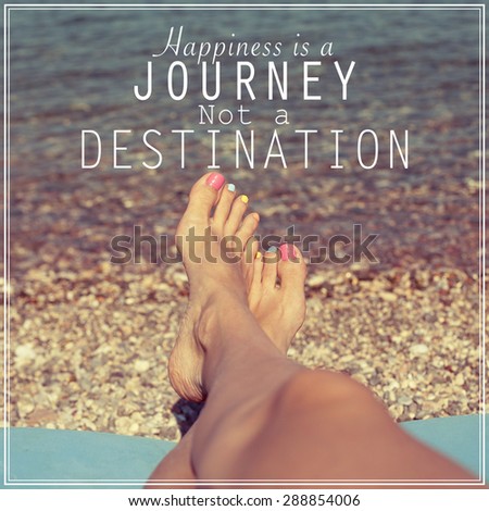 Inspirational Positive Quote Poster Background Design / Happiness is a journey not a destination