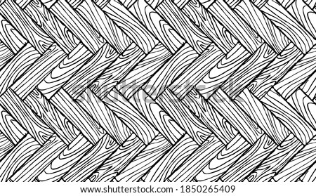 Black and white simple wooden floor. Herringbone parquet. Seamless pattern.Texture of a wooden parquet. Abstract background of white parquet. Vector illustration.