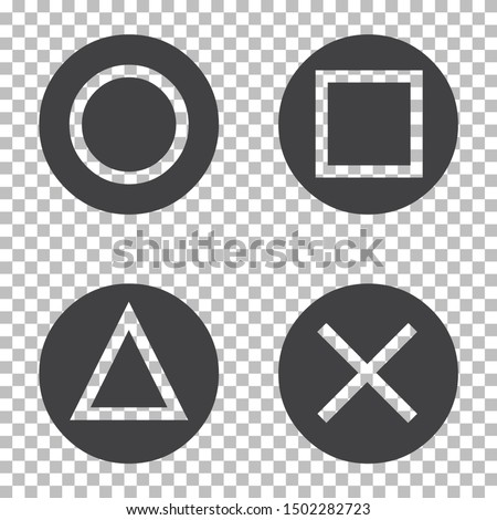 Flat vector square, triangle, cross and circle button. Square, triangle, cross and circle icon.  Playstation icon design.
