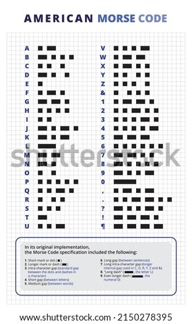 American Morse Code. Standard American Morse with guide line. Printable Morse code table. American Morse code in detail specification.