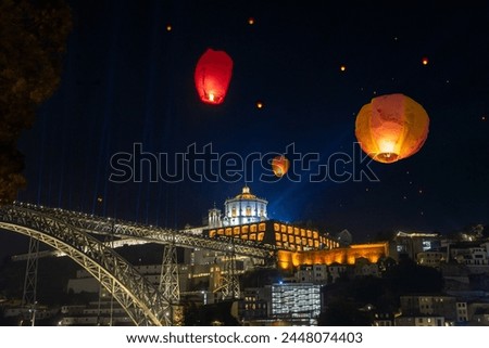 Similar – Image, Stock Photo Porto with lights at night with Douro river