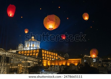 Similar – Image, Stock Photo Porto with lights at night with Douro river