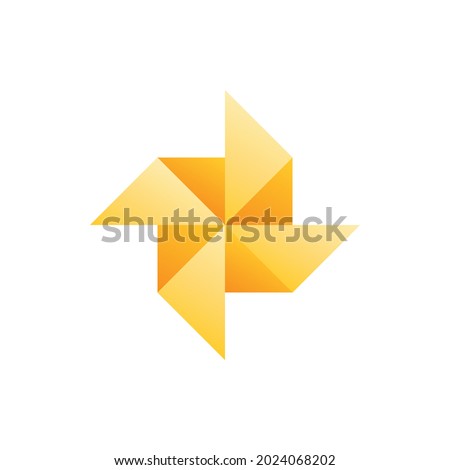 Pinwheel Origami Gradient Flat Icon Logo Illustration Vector Isolated. Origami and Paper Craft Icon-Set. Suitable for Web Design, Logo, App. 