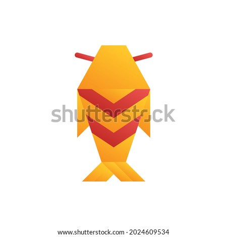 Koi, Catfish Origami Gradient Flat Icon Logo Illustration Vector Isolated. Origami and Paper Craft Icon-Set. Suitable for Web Design, Logo, App. 