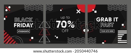 Black Friday Sale square banner template for social media posts, mobile apps, banners design, web or internet ads. Trendy abstract square template with geometric shape