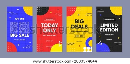 Trendy geometric abstract discount sale promotion for social media. Abstract Colorful Memphis Background Template 