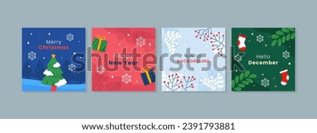 Abstract design square background social media for Christmas and New Year celebration. Winter Holidays square templates