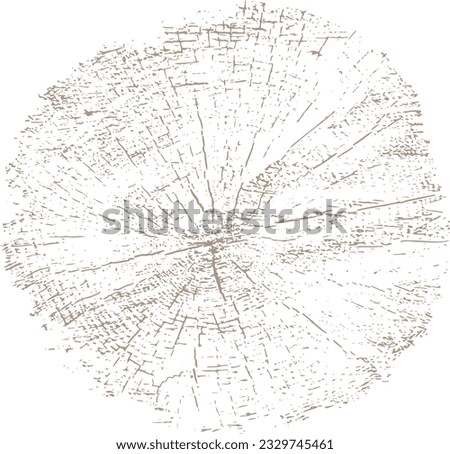 One-color background with a cross-section of cracked wooden log