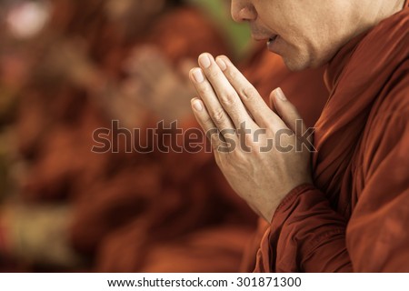 pray of monks on ceremony of buddhist in Thailand