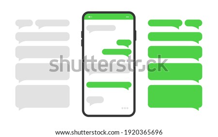 Smartphone icon with blank dialog boxes. Empty templates messaging speech bubbles. Vector illustration.