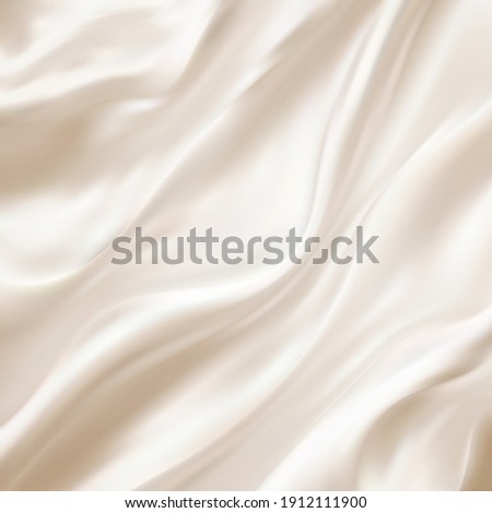 Crumpled and wavy, luxury red silk or satin fabric with smooth surface area 3d realistic vector abstract background with copy space. Delicate velvet texture, silky textile, elegant tissue illustration