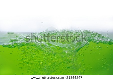 bubbles in water on white background