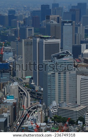 TOKYO - JUNE 2, 2010: A panoramic view over Roppongi ichome in Tokyo. Tokyo is the most populous metropolitan area in the world with more than 35 million people.