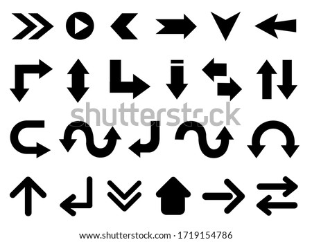 Black arrow icons set. Vector illustration.