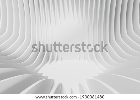 Abstract geometric background. 3d illustration of white curves with free space in center