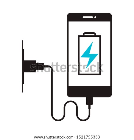 Charging phone icon in flat style isolated. Vector Symbol illustration.