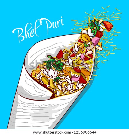 indian Street food bhel puri vector illustration
