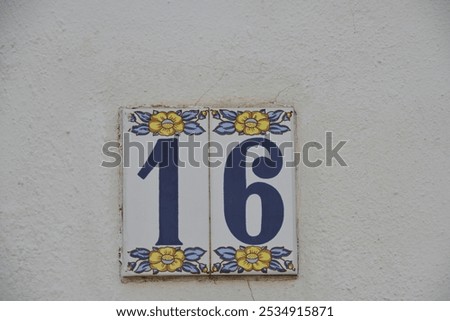 Similar – Image, Stock Photo House numbers from 16 to 10 in one street