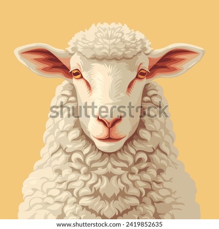 Similar – Image, Stock Photo Sheep face portrait and selective focus. Red nose sheep close-up