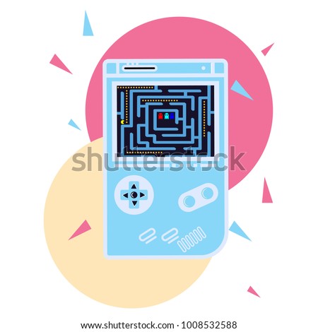 play a pacman games on game consoles, vector illustrations