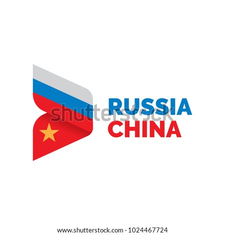 Russia and China Flag Logo design template.