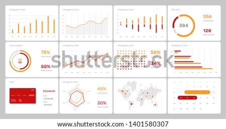 Elements of infographics on a white background. Use in presentation templates, flyer and leaflet, corporate report. Dashboard template with big data visualization.