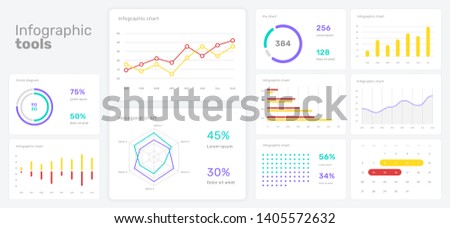 Elements of infographics on a white background. Use in presentation templates, flyer and leaflet, corporate report. Dashboard template with big data visualization.