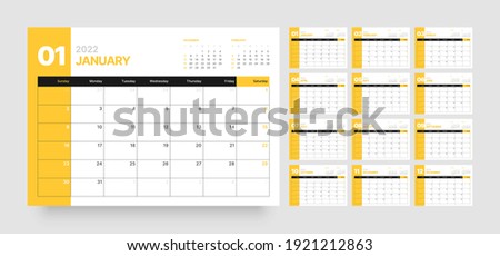 Monthly calendar template for 2022 year. Week Starts on Sunday. Wall calendar in a minimalist style.