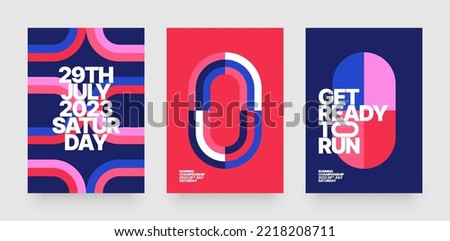 Vector layout template design for run, championship or sports event. Poster design with abstract running track on stadium with lane. Design for flyer, poster, cover, brochure, banner or any layout.