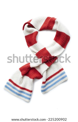 Red and white scarf on white background