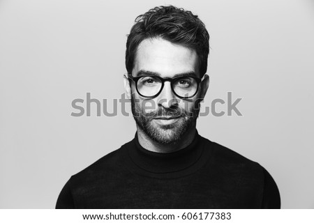 Similar – Image, Stock Photo Black and white portrait of a Caucasian man