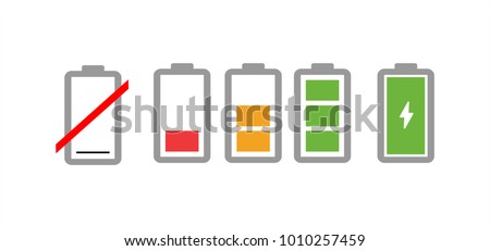 Battery charge indicator icons in vector graphics