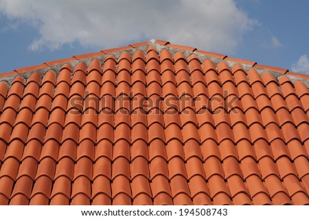 Traditional red clay roofing tiles.