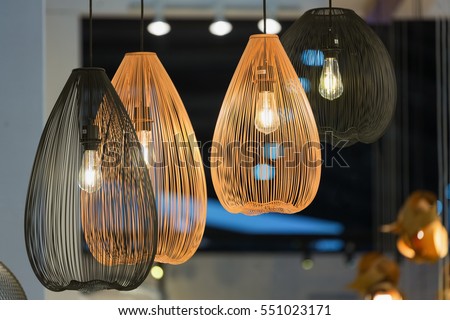 Similar – Image, Stock Photo Orange yellow hanging lamps. Lamps and light.