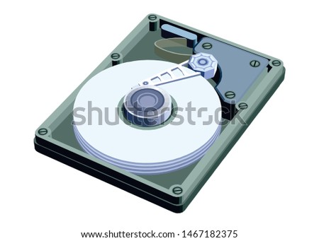 Hard disk drive or HDD icon in flat style on white background