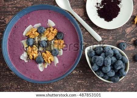 Similar – Image, Stock Photo Acai bowl with berries and seeds