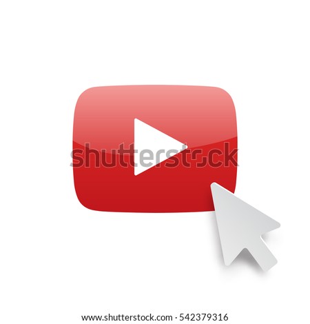 Vector icon red play button with digital arrow