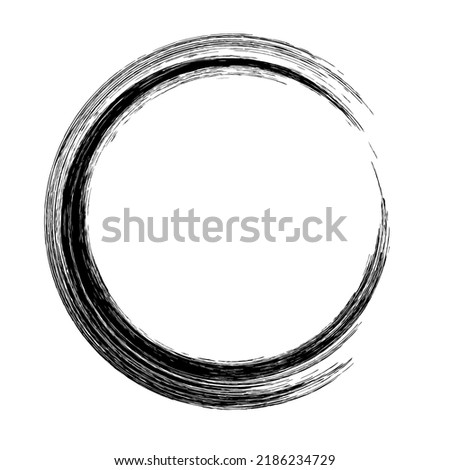 Round grudge frame isolated on white. Brush stroke circle. Easy to edit vector template for your design. 