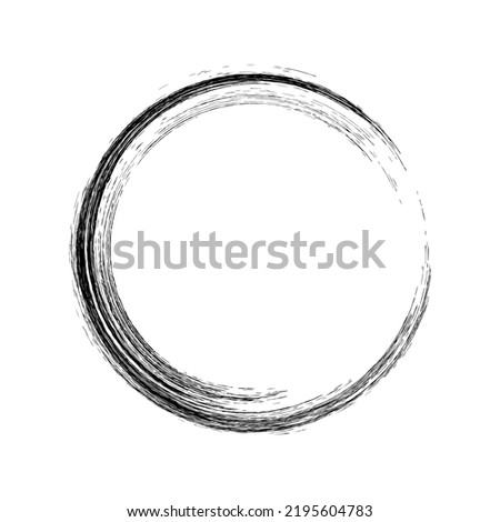 Round grudge frame isolated on white. Brush stroke circle. Easy to edit vector template for your design. 