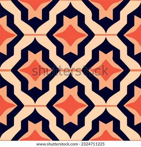 Vibrant orange and black geometric pattern reminiscent of Wes Anderson s aesthetics, merging with coral like melting effect, exhibiting elements of art deco style.