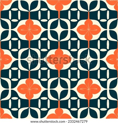 Vibrant orange and black pattern on a white background. This seamless art deco and art nouveau design adds a touch of elegance and sophistication.