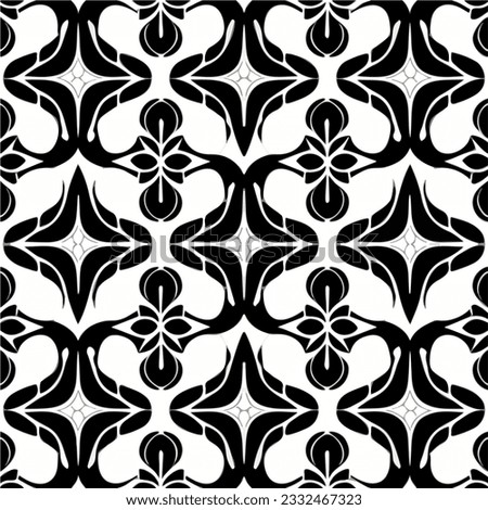 Captivating black and white abstract design, reminiscent of both art nouveau and art deco styles, unveils a dark and alluring floral pattern, capturing attention with its unique allure.