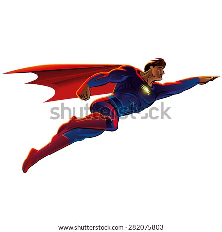 Superhero flying. Vector illustration. Isolated background