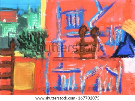 Modern Abstract Art - Background. Illustration from interior painting