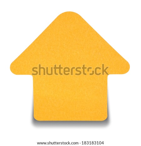 Orange sticky note isolated on white background, with shadow down