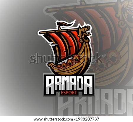 Vector illustration of Pirate Ship, perfect for your team logo in esports, also can be used for t-shirts, tattoos, services, etc.