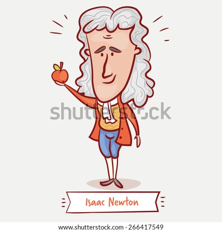 The Scientist Physicist Isaac Newton With An Apple In A Red Jacket And ...