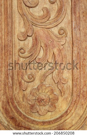 Patterns carved wooden doors, hand crafted skill.